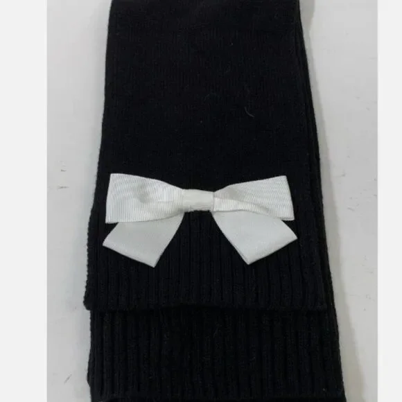 Kate Spade Black Cream Grosgrain Bows Muffler Scarf NWT - Picture 2 of 4